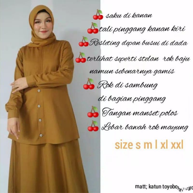 Baju Gamis Wanita Muslim Seragam Kantor Hitam Putih Murah Katun Toyobo Formal Wawancara Tes Kerj-3