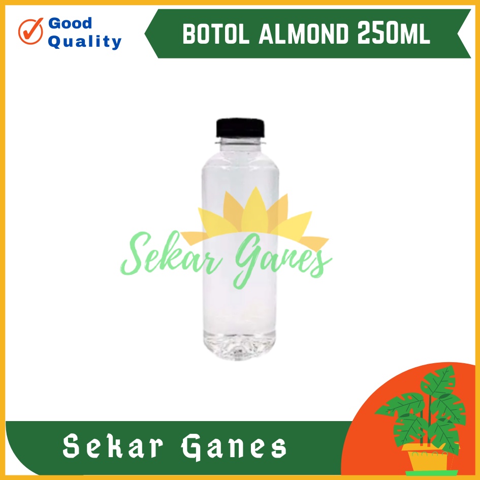 BOTOL PLASTIK ALMOND 250ml BOTOL MINUM TUTUP SHORTNECK botol minuman dan botol Jus MURAH