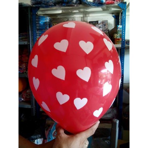 Balon Print Motif Hati Per 10pcs /Balon Print Polkadot Hati /Balon Print