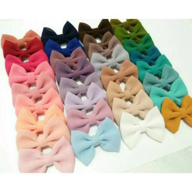 Aplikasi pita mini - pita tanpa peniti / aplikasi bow ceruti 4cm / bros pita mini / bross hijab