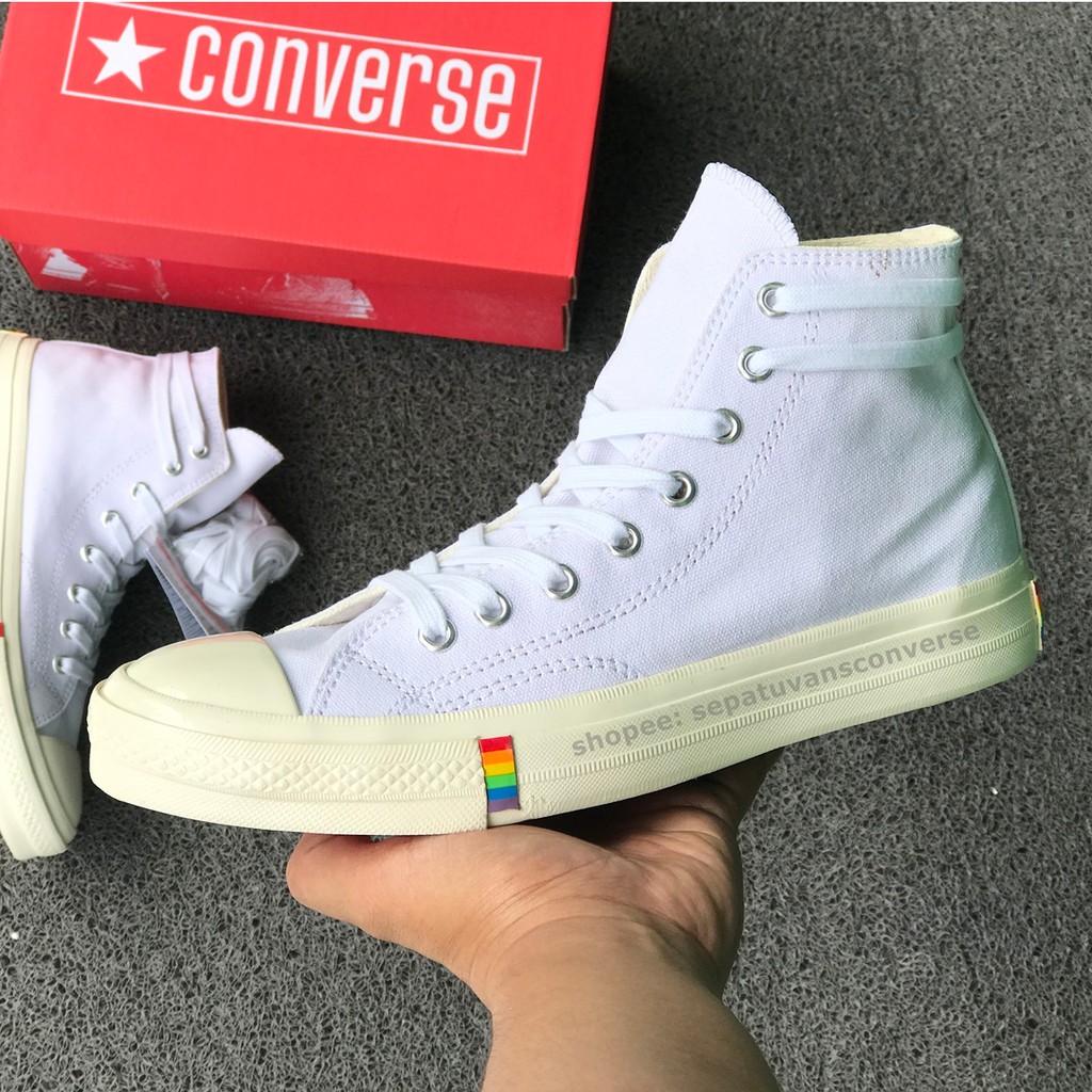 Sepatu Converse 70S All Star High Rainbow Full White Pria Wanita Premium