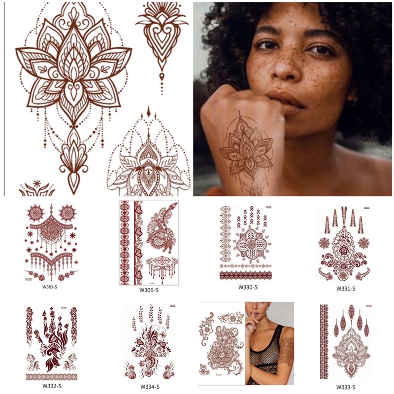 HENNA INSTAN Merah maroom / Hitam /HENA TATTO PENGANTIN 1 pcs 1 tangan