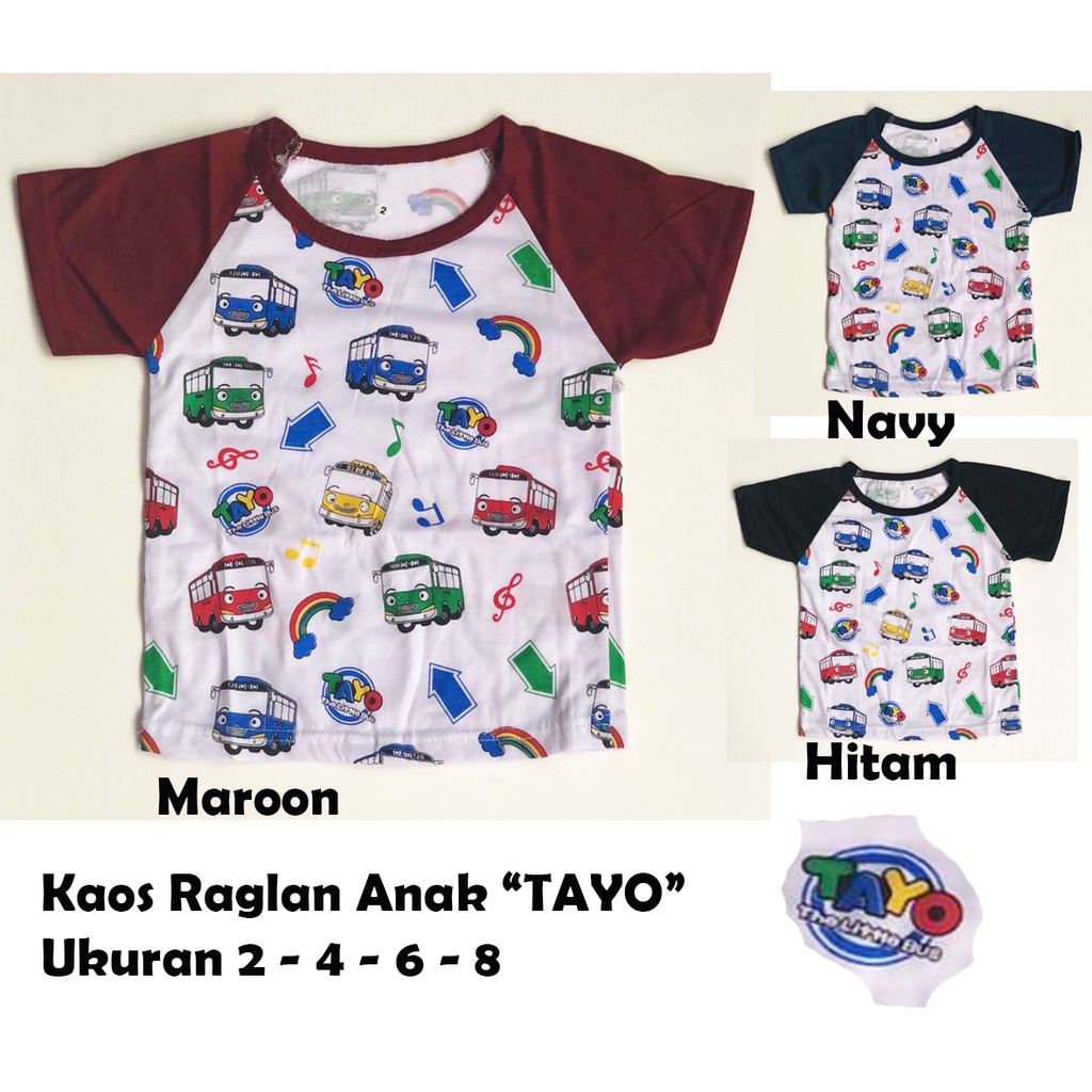Kaos Raglan Anak Fullprint Tayo Lengan Pendek