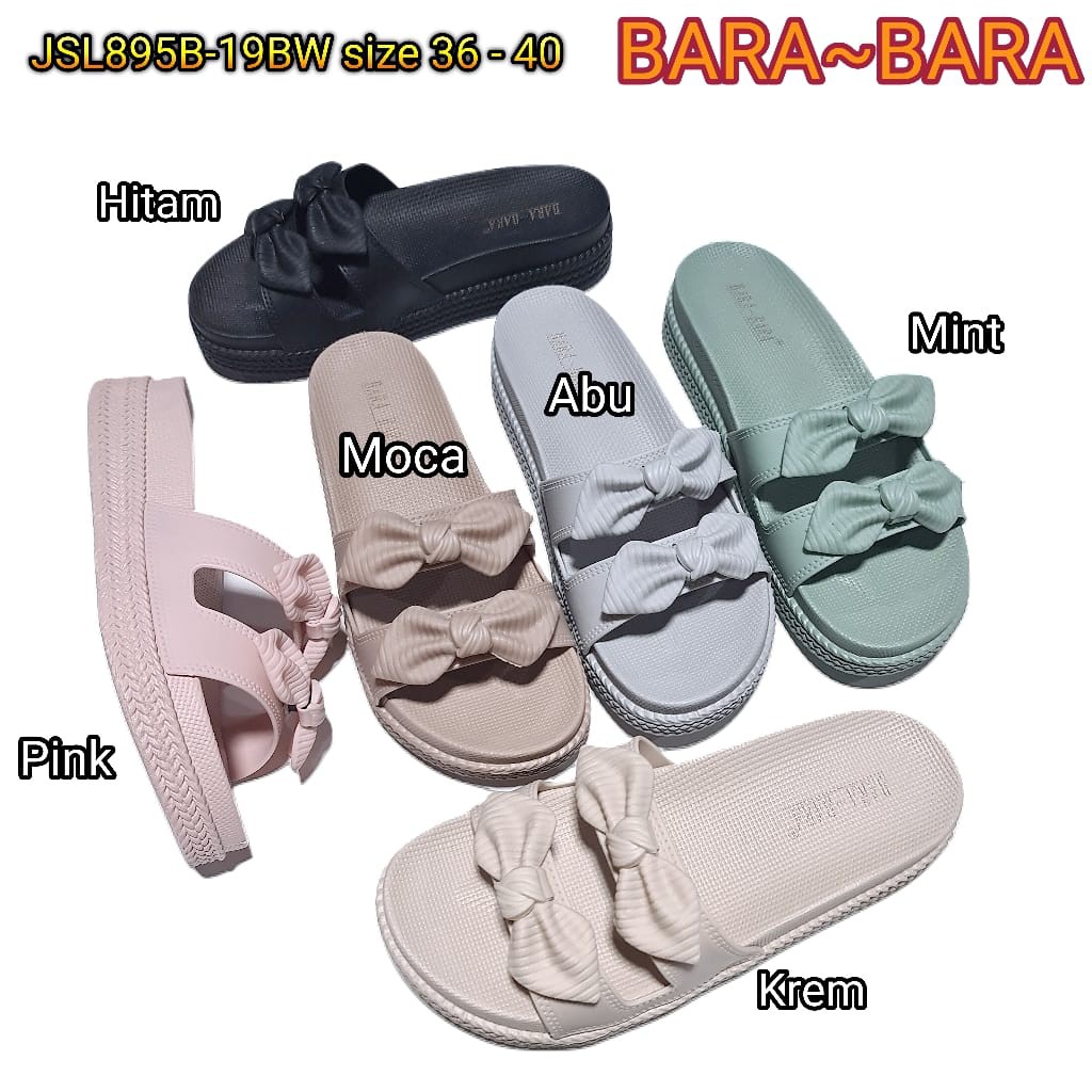 BARA BARA ORIGINAL jelly sandal karet empuk murah wanita import pita kain cewek barabara JSL895B-19BW