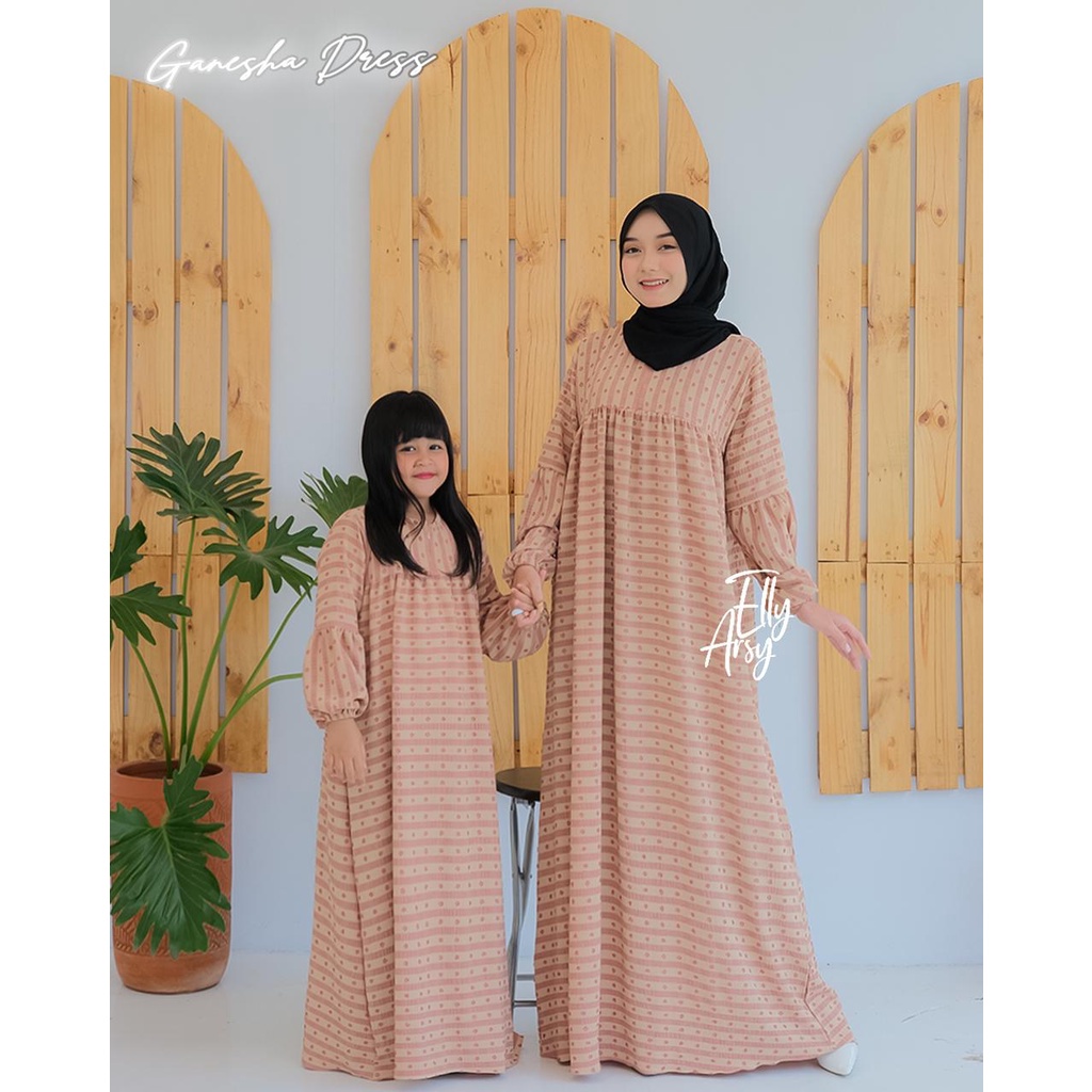 DRESS KRINGKEL DOT GANESHA ORIGINAL BY ELLYARSY DRESS COUPLE IBU ANAK MUSLIM FASHION MUSLIMAH TERBARU