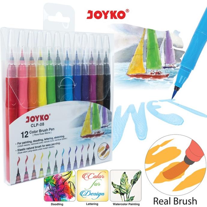

[COD] Color Brush Pen Pena Kuas Warna Joyko CLP-08 12 Warna Color SPECIAL Kode 1429