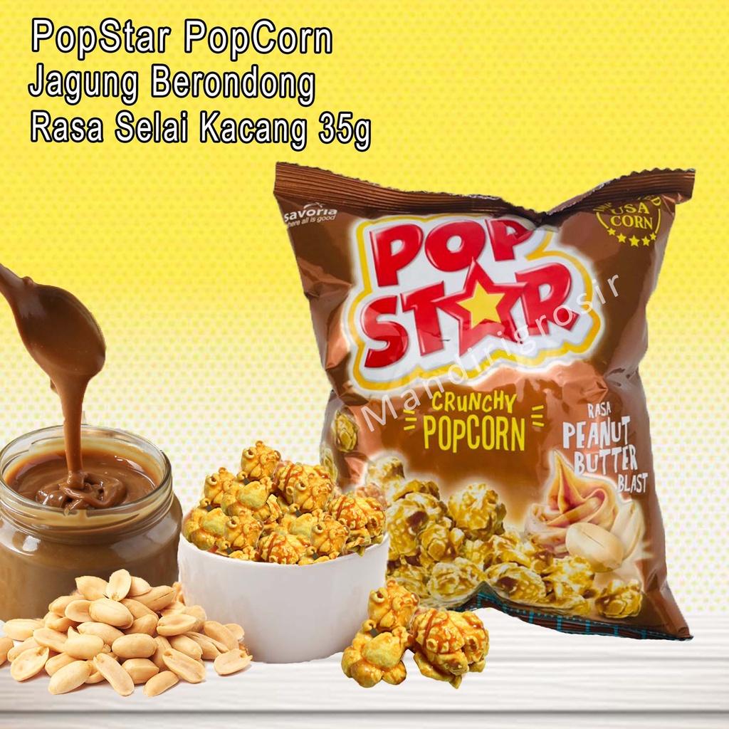 Jagung Berondong *PopStar PopCorn * Rasa Peanut Butter Blast * 35g