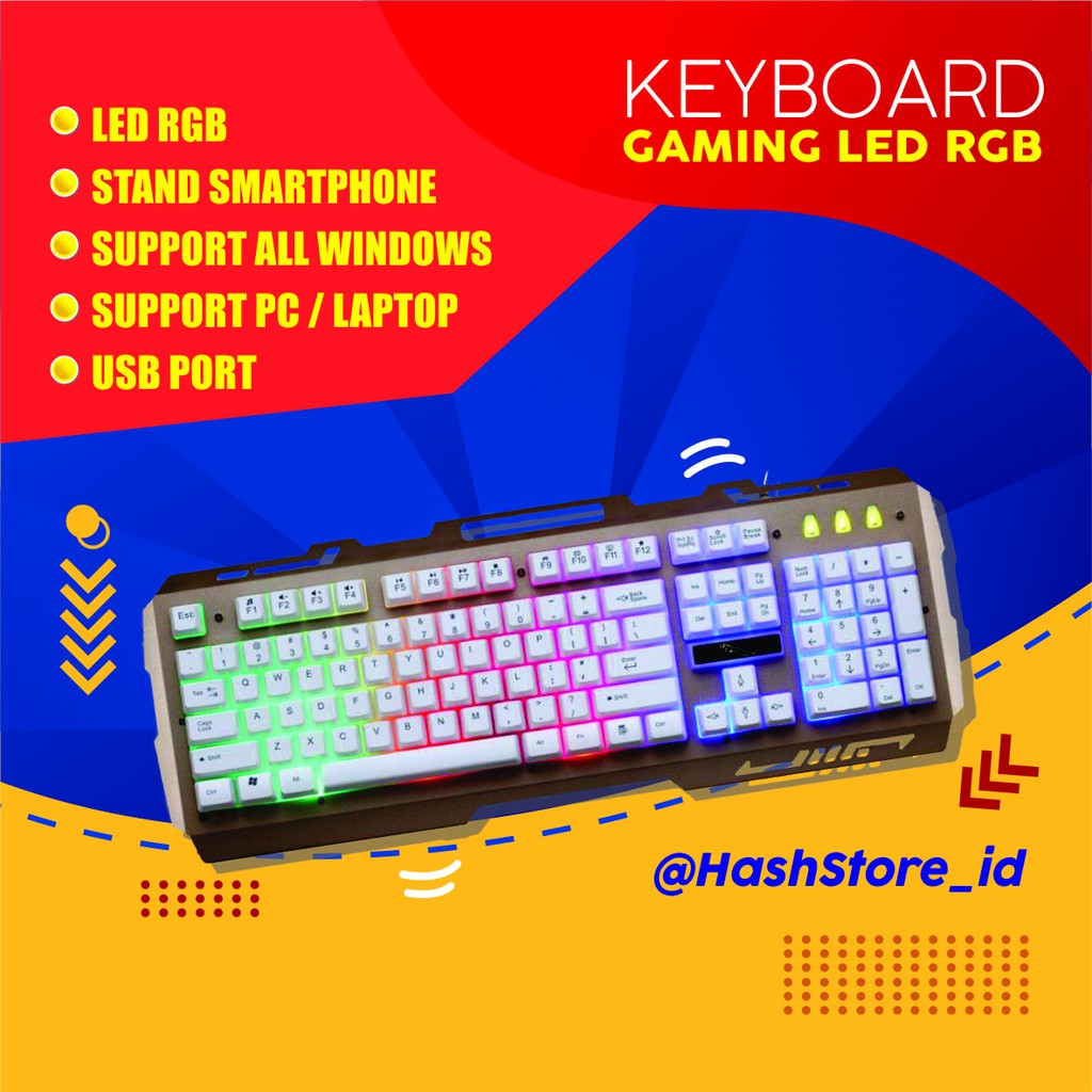 KEYBOARD GAMING RGB LED STAND SMARTPHONE - HITAM