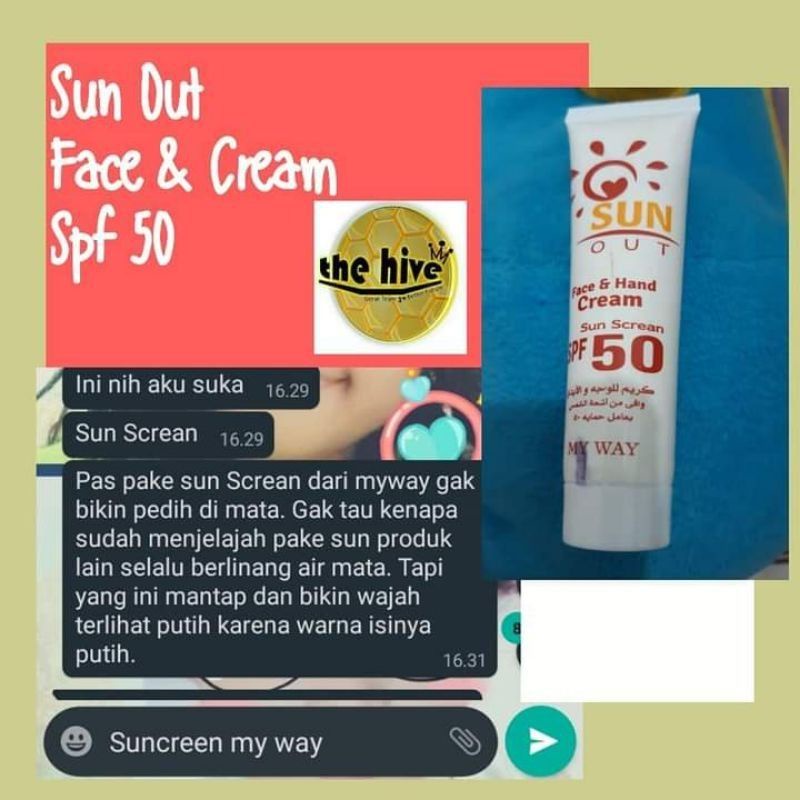 MY WAY SUN OUT SPF 50 sunscren  protection spf 50 sun out and sun cooling SPF50 BPOM