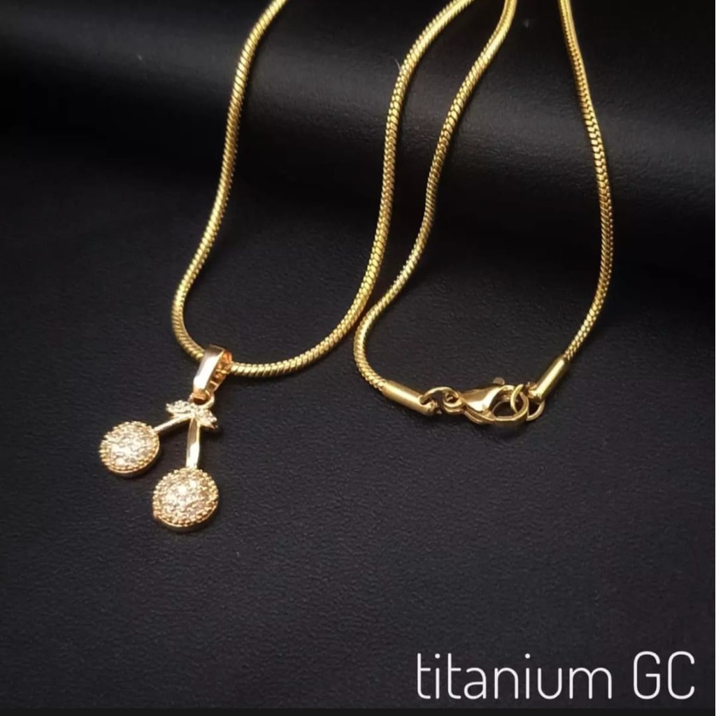 Ganery Kalung Titanium + Liontin Gold Anti Karat/Luntur Selamanya