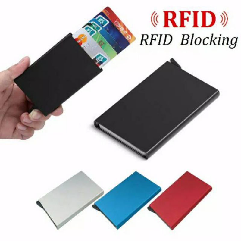 D_shop Premium RFID block aluminium card holder auto pop up dompet kartu  otomatis