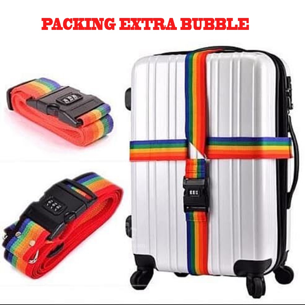 Sabuk Koper Luggage Strap Belt Travel Rainbow Tali Koper Pengaman Kunci Pin Angka SABUK PENGAMAN