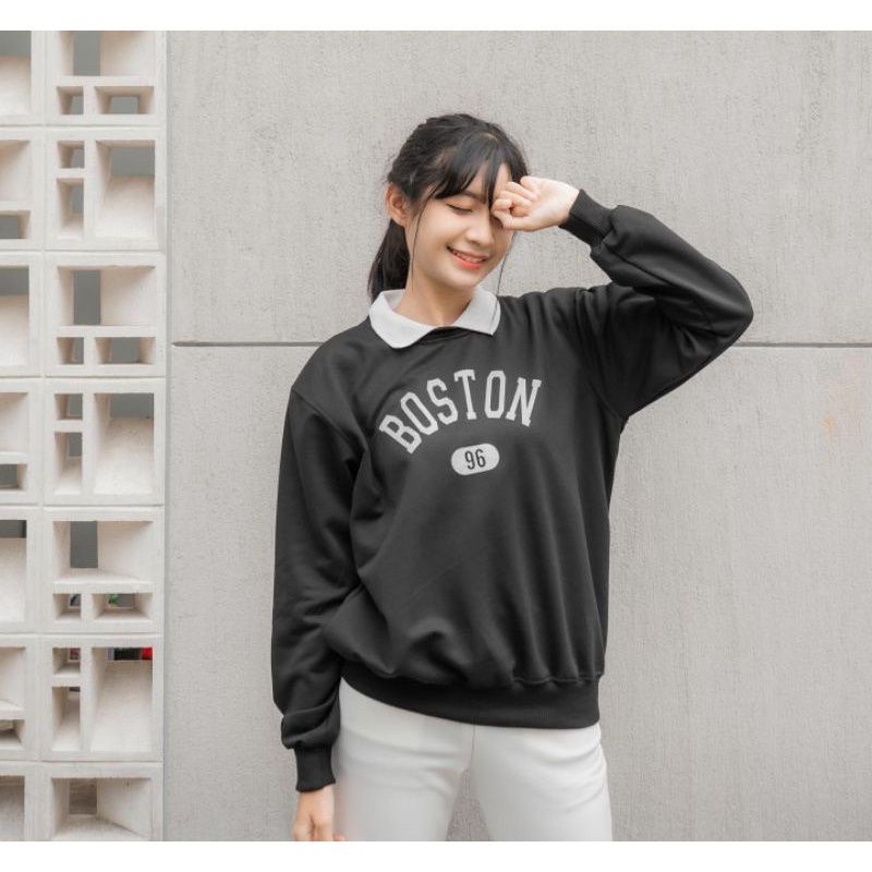 Boston sweater kerah // Unisex Cewek cowok // Couple