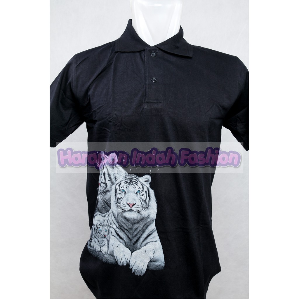 Baju 3D / Kaos 3D Kerah Glow In The Dark White Tiger