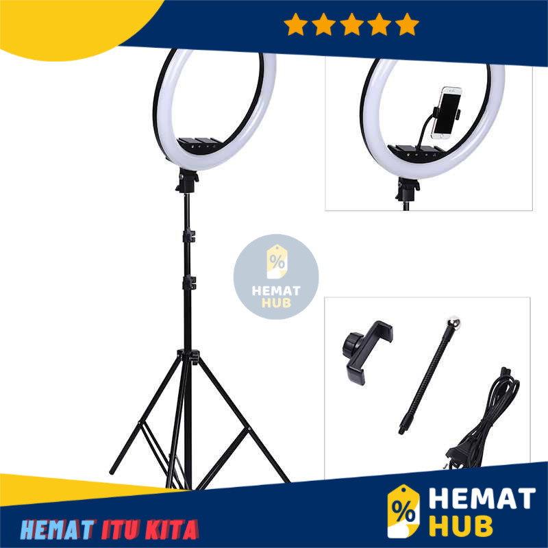 Ring Light 18inch 480 LED Paket Lampu Halo Kamera Vlog Make up Aksesoris Handphone Selfie