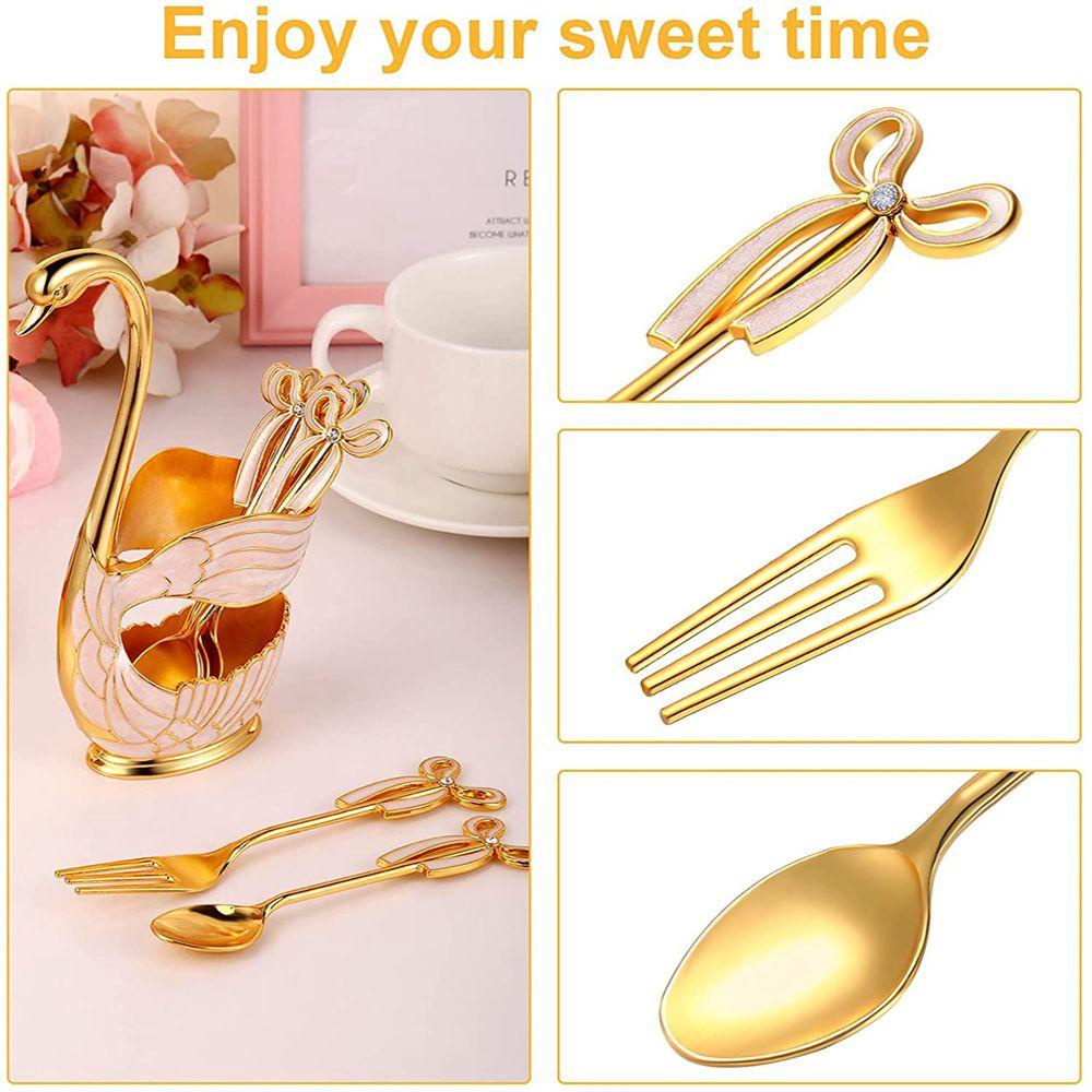 [Elegan] Dessert Spoon Portable Luxury Sendok Teh Sendok Garpu Makan Dessert Sugar Spoons Forks