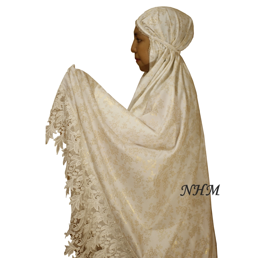 Mukena Dewasa Inaya Katun Foil, Mukena Putih Silk Gold