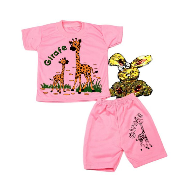 COD 1 STEL BAJU BAYI / BALITA TERBARU TERMURAH USIA 0-12 BULAN MOTIF JERAPAH LIBBABY.SHOP