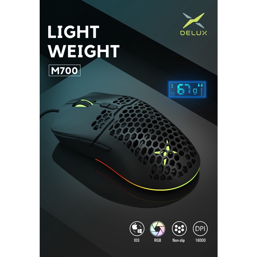 Mouse Delux M700 - RGB Mouse Gaming Delux M700 - Light Weight Mouse Gaming Delux M700