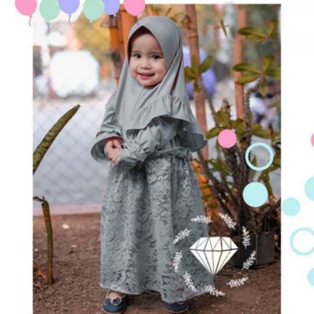 GAMIS SYARI BROKAT MUSLIM ANAK AQIQAH PRINCESS HIJAB BABY BATITA MEWAH
