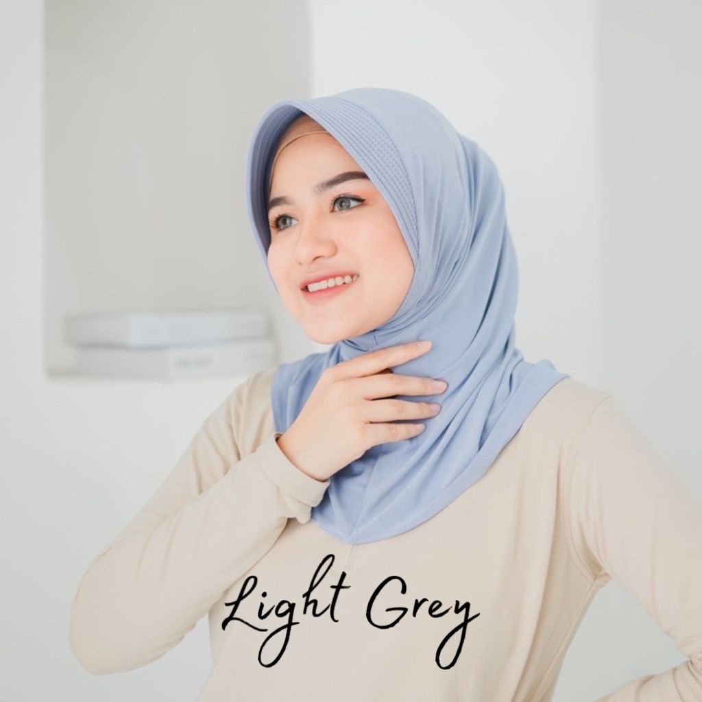 [YB00038] Jibab Sport Murah /Jibab Sport Murah /Jilbab Lycra Instan Jokowi /ADDIBA SERPOL-Silver/abu muda