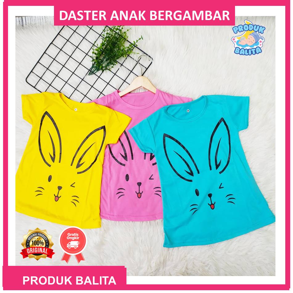 Daster Anak Kaos Dress Anak Polos Bergambar Karakter Lucu Termurah