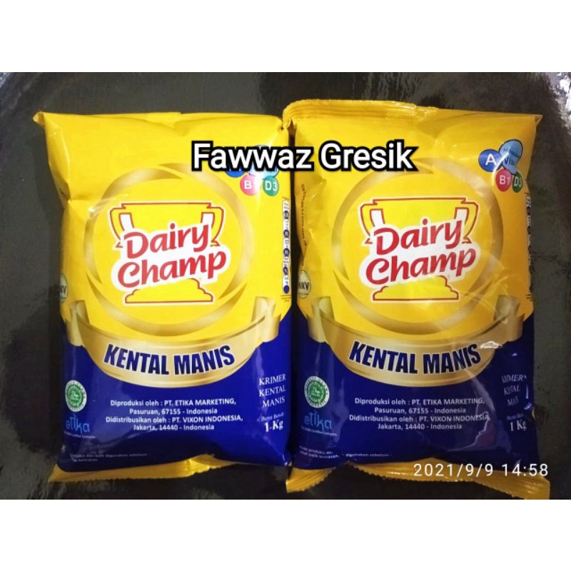 Susu Kental Manis Dairy Champ Milk Barn Bantal Bag 1kg / Milk Barn Dairy Champ Krimer Kental Manis Pouch 1 kg