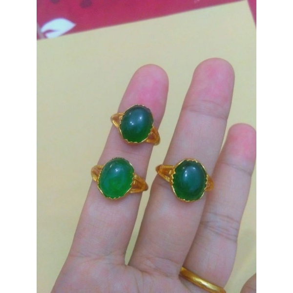 cincin lapis kristal batu hijau