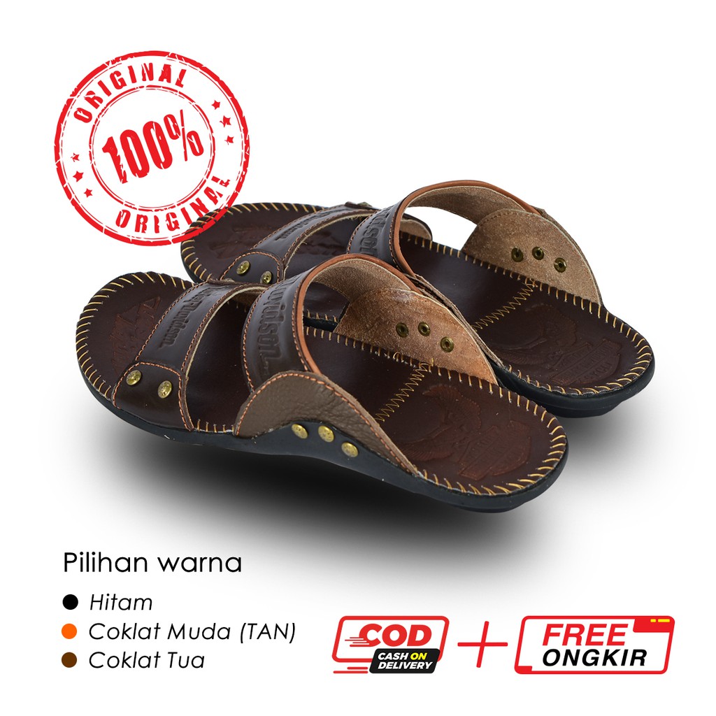 Sandal Kulit Asli Ban 2 Tres MOXXER Full Up Sendal Kulit Asli Pria Sandal Slop Casual / Sendal Jepit Slide