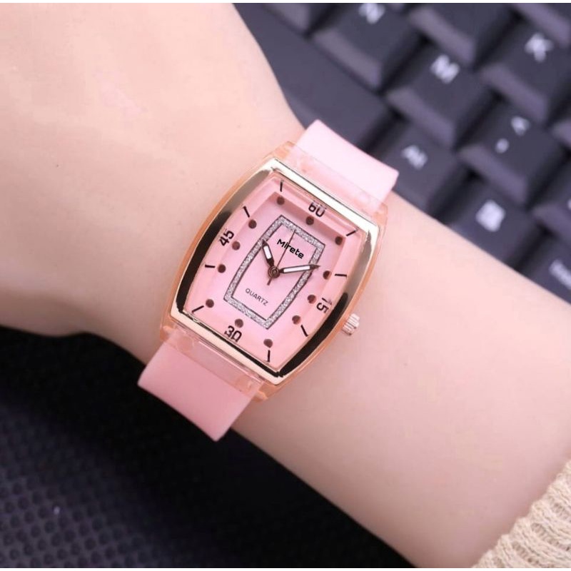 JAM TANGAN CEWEK TERBARU MIRETE ORIGINAL STRAP SILIKON, FASHION WANITA JAM TANGAN WANITA TAHAN AIR FREE BATRAI CADANGAN