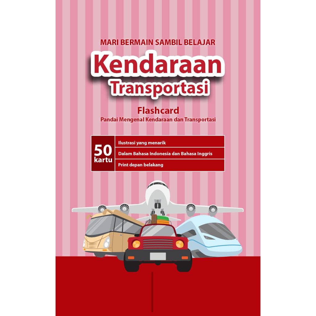 [1KG=10PCS] Konsep Flashcard Kendaraan Transportasi / Flash Card / Mainan Edukasi Kartu Pintar Anak