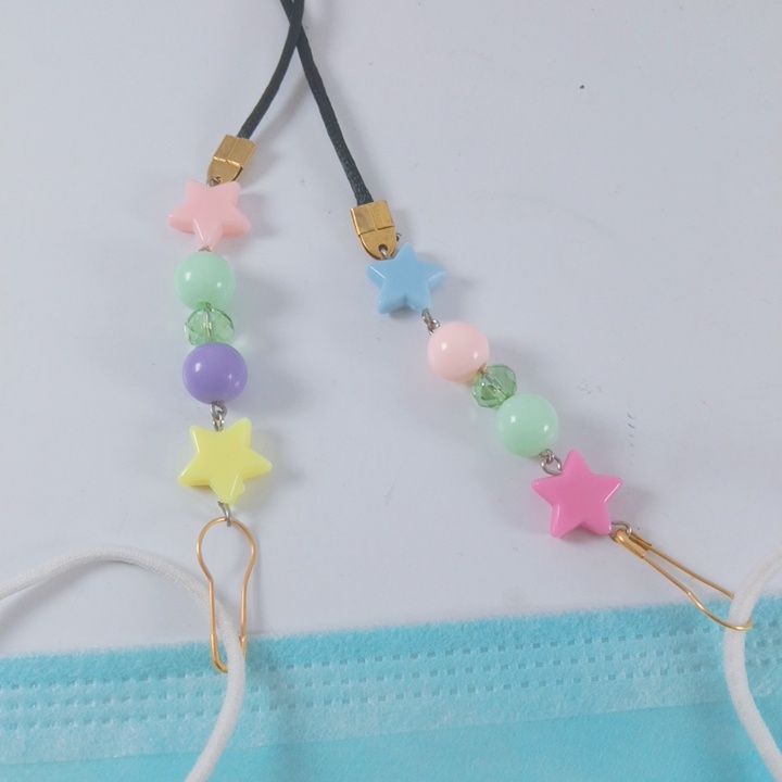 Strap Masker Bintang Tali Masker Hijab / Kalung Masker Hijab Strap masker Mutiara Bintang HANDMADE