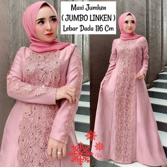 MAXY JUMKEN MUTIARA, MOSCREPE BRUKAT PREMIUM, GAMIS HIJAB MUSLIM, MAXY DRESS, (LINKEN JUMBO)