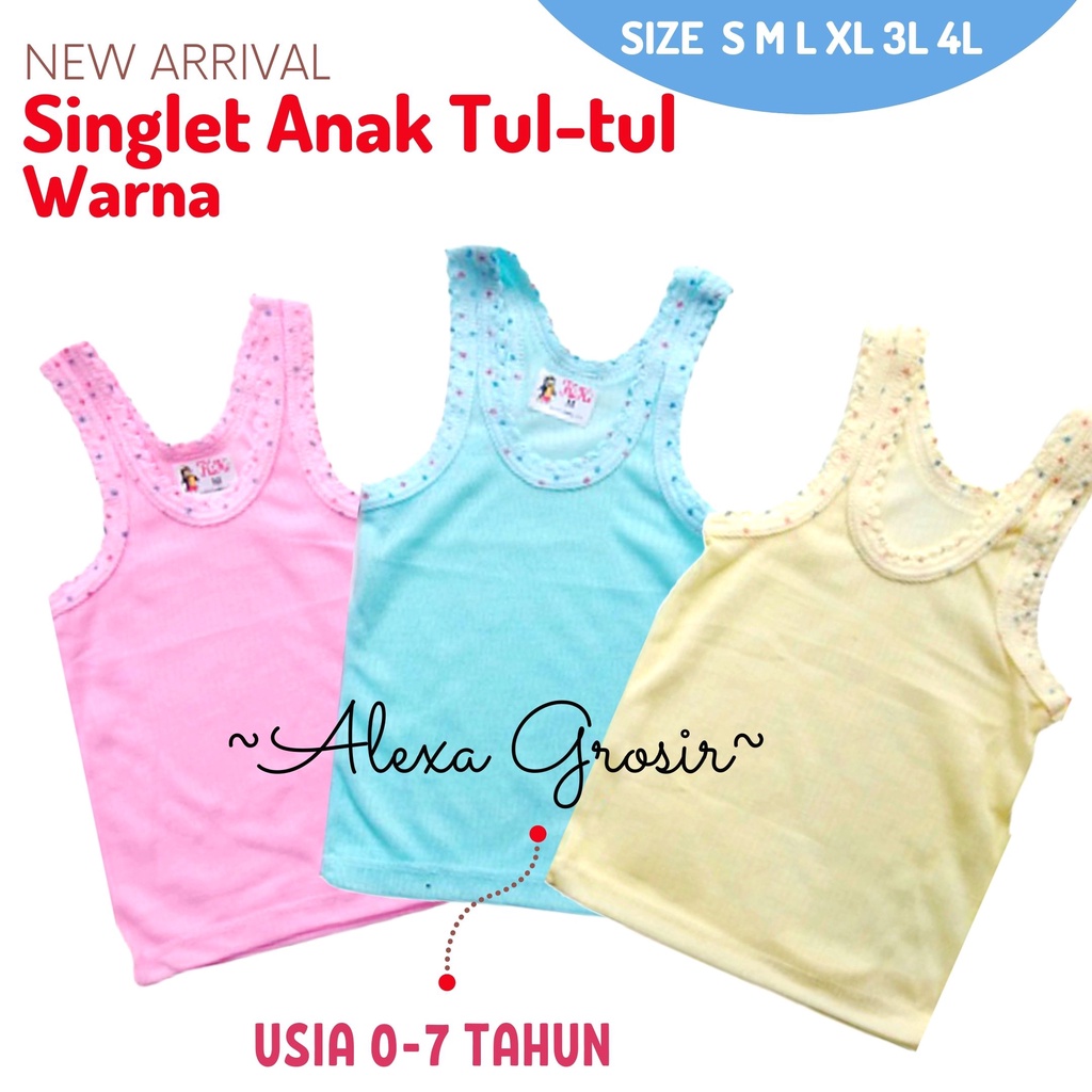 Singlet Anak Balita 4-5 Tahun Size 3L/ Kaos Dalam Anak Balita Murah / kaos dalam anak warna