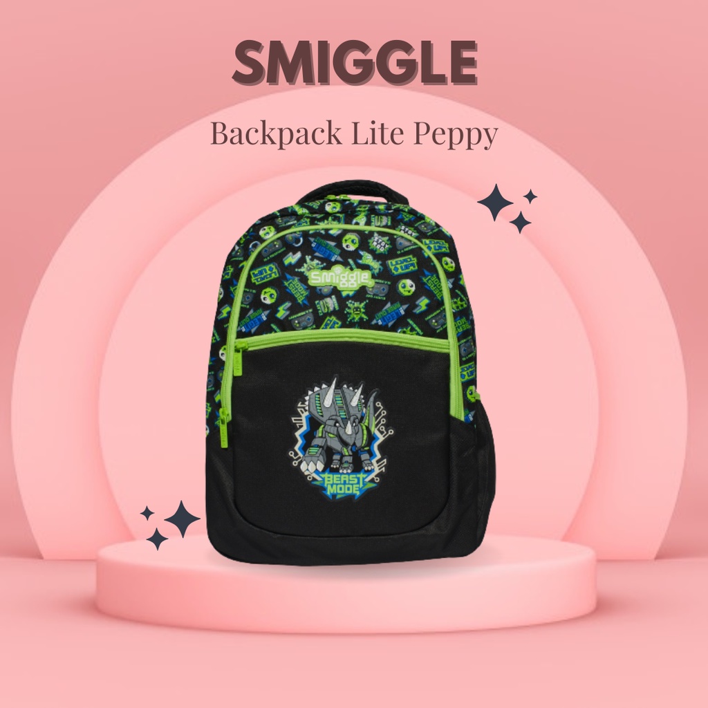 Smiggle Backpack Lite Dash Black (Beast Mode)