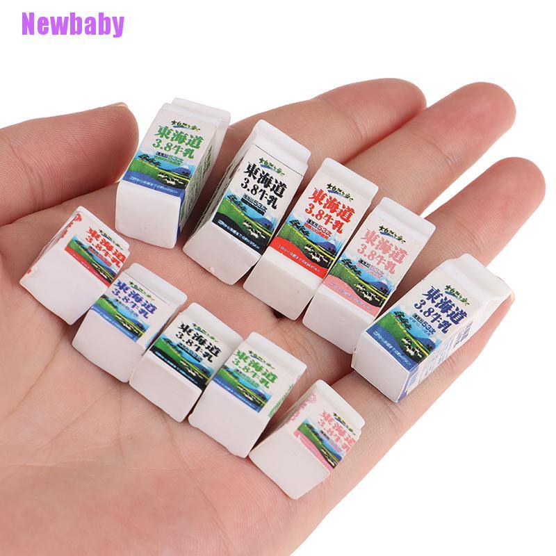 Newbaby 5pcs / set Mainan Miniatur Botol Susu + Gelas Karton Skala 1: 12 Untuk Aksesoris Rumah Boneka