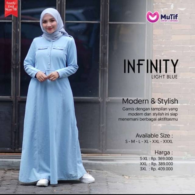 Gamis Denim Mutif Infinity / Infinity Light Blue Mutif