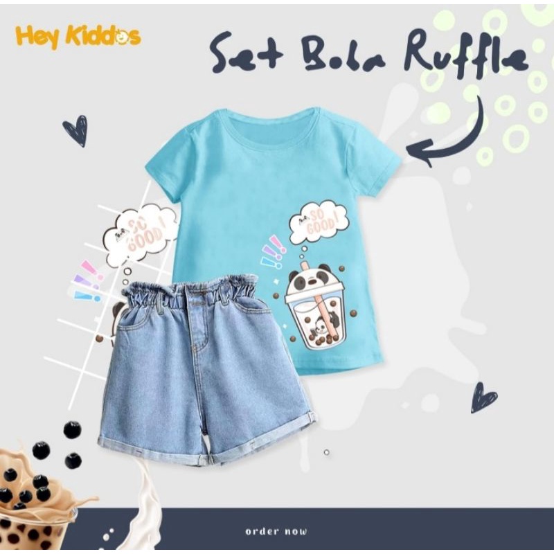 Heyy Kiddos Setelan Boba Ruffle