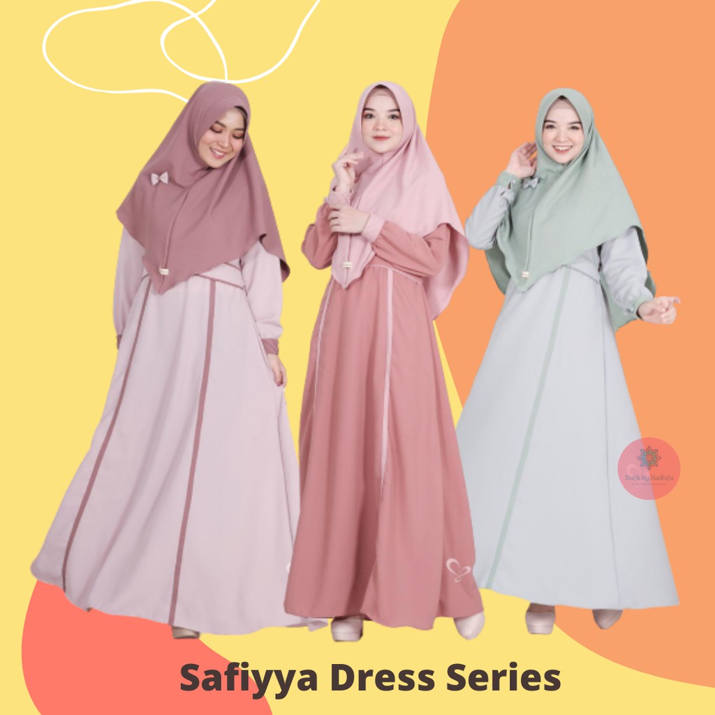 Gamis Syari Safiyya Premium Dress Set Series / Baju Muslim Wanita By Salvina