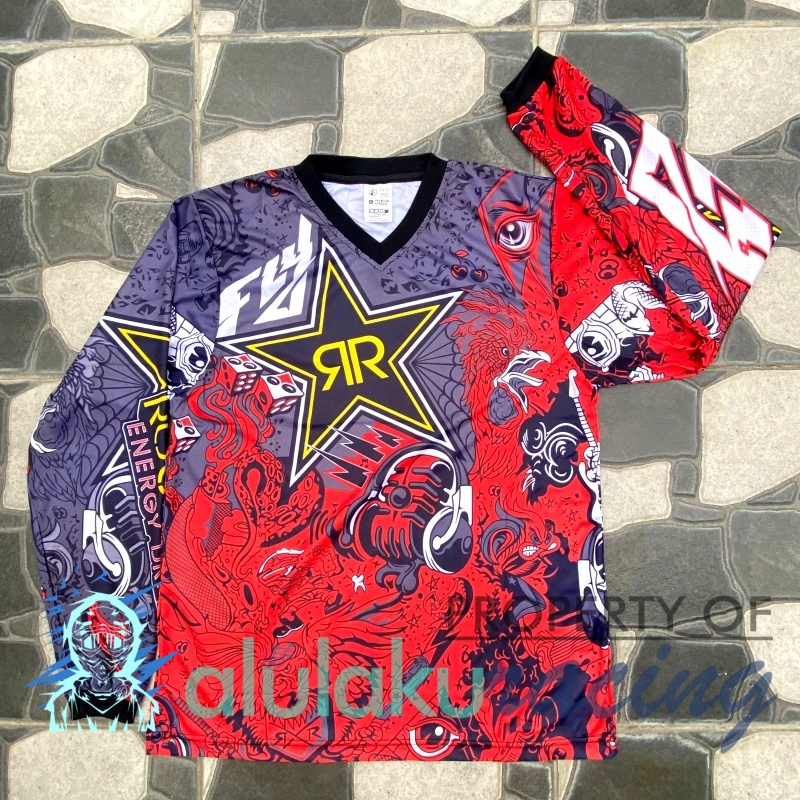 Jersey, Celana, Sarung Tangan &amp; Sepatu Fullprint with Protectors Fullset MX Trail Motocross - Paket Bundling RSCTFG010301-F43