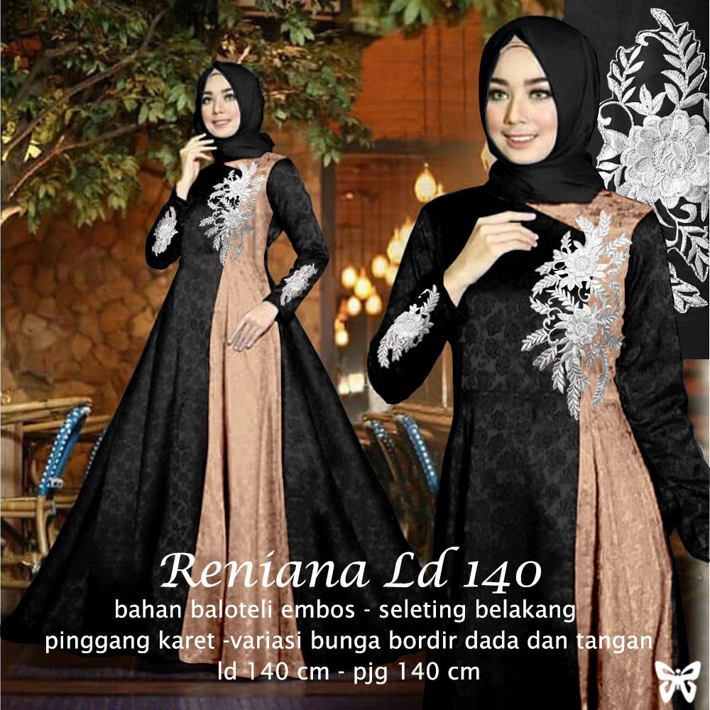 Muat sampai 5L Gamis Syari Super Jumbo LD 140 cm Terbaru Reniana