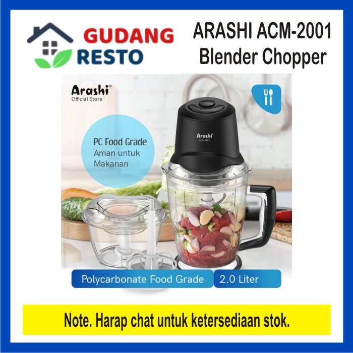 COD  ARASHI ACM 2001 BLENDER FOOD CHOPPER 2 L ACM-2001 PROCESSOR / PENGGILING / PELUMAT DAGING BUMBU ES