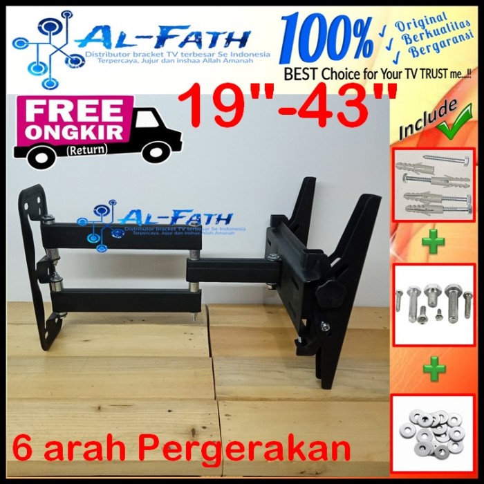 Bracket tv 42 lengan 19&quot; s/d 43&quot; Universal 6arah moving AEI.SWFACC-019
