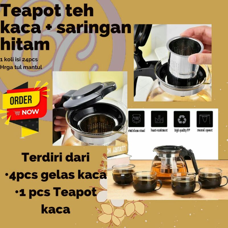 TEAPOT/TEKO TEH KACA + SARINGAN