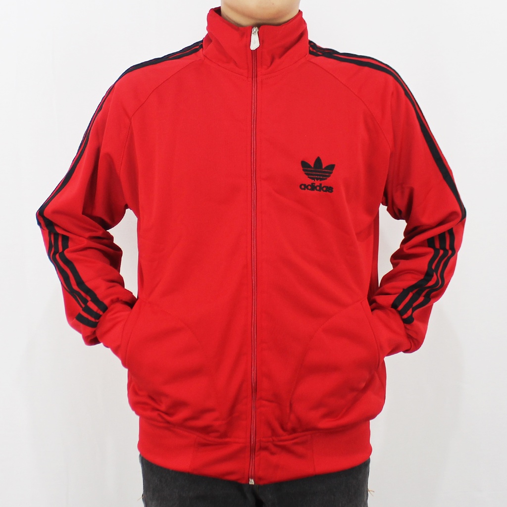 JAKET ADIDAS FIREBIRD MERAH LIST HITAM SIZE M L XL XXL XXXL  - JAKET TRAINING ADIDAS FIREBIRD - JAKE