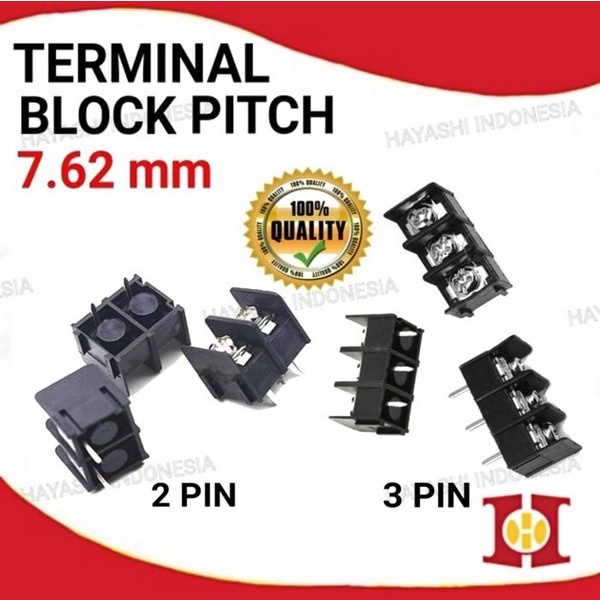 PCB Terminal Blok 2 Pole 3 Pole Block Pitchh 7.62 - 20pcs