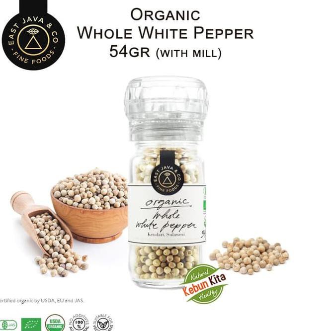 

Promo Terbatas - Organic Whole White Pepper With Mill 54Gr (Lada Putih Utuh)
