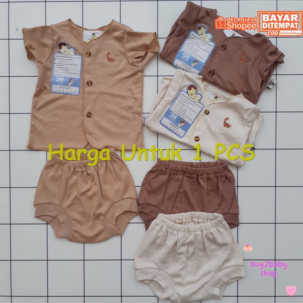 Setelan Piyama Pendek POP Bayi Bahan Premium BABYHAI Brown Series 1 PCS