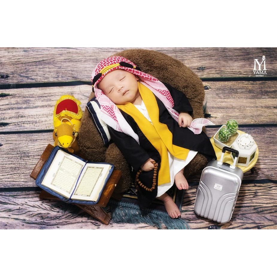 SORBAN IGAL JUBAH ASYKAR GAMIS KOKO NEWBORN  BISHT RAJA ARAB SALMAN KOSTUM PROP FOTO ANAK BAYI SORBB