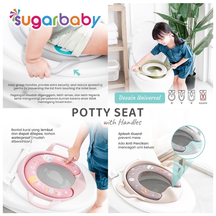 Sugar Baby Potty Seat Toilet Training With Handles &amp; Splash Guard / Dudukan Toilet Anak